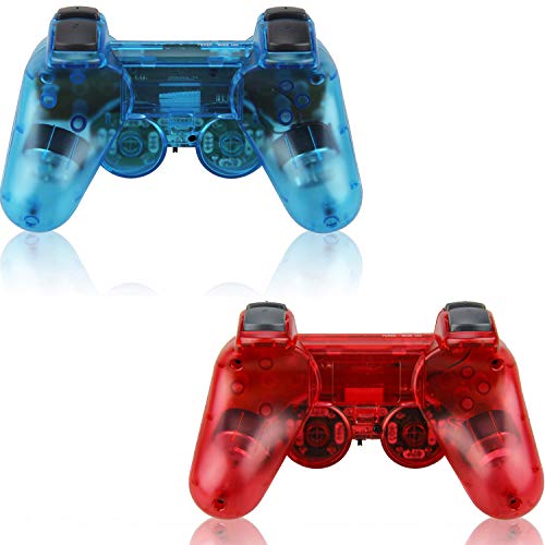 Wireless Controller for PS2 Playstation 2 Dual Shock 2 - ClearBlue and ClearRed - Thumbnail 5