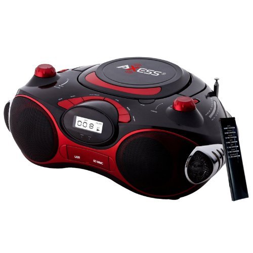 Axess-PB2704-RD-Portable-MP3CD-Boombox-with-AMFM-Stereo-USB-SD-MMC-AUX-Inputs