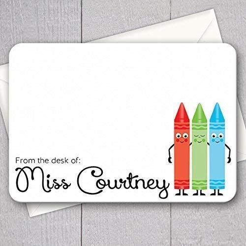 Teacher Note Cards 12pk, Personalized Flat Note Cards
