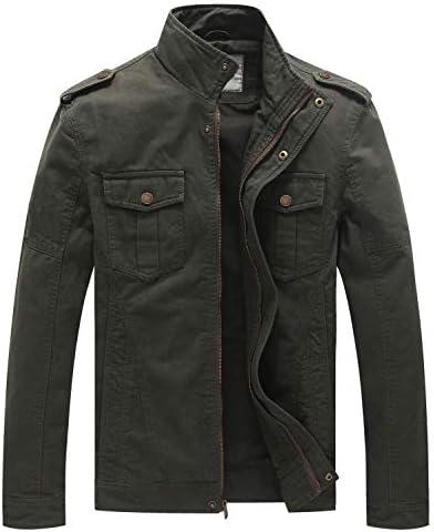 WenVen Males’s Informal Washed Cotton Navy Jacket