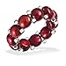 Unique Royal Jewelry White, Red and Multicolor Freshwater Cultured Pearl Stretch Ring with Silver Beads (6-6.5mm), Set of 3