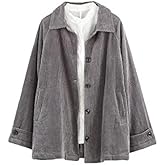 Minibee Women's Corduroy Jackets Long Sleeve Coats Button Down Outwear Tops with Pockets