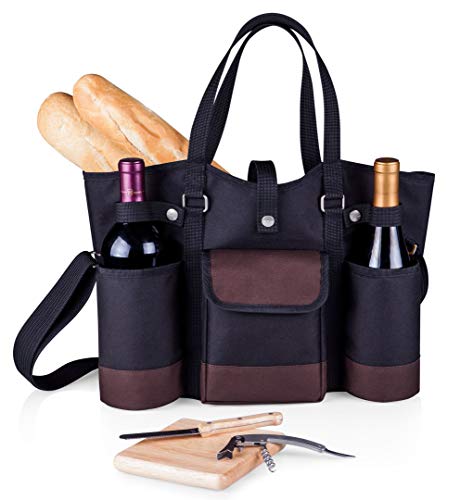 LEGACY - a Picnic Time Brand Wine Country Tote with Cheese Service and Corkscrew, Black - Thumbnail 2