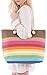 PIER 17 Women's Beach Bags | Extra Large Striped Straw Shoulder Tote with Rope Handle Zipper Closure Inner Pockets