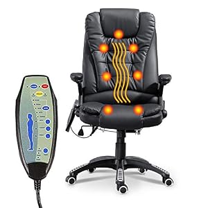 windaze Massage Chair Office Swivel Executive Ergonomic Heated Vibrating Chair for Computer Desk(Black)