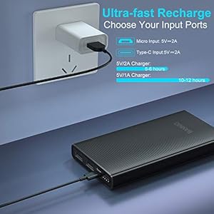BANNIO Powerbank 10000mAh,Caricabatterie Portatile con 2 Ingressi e 2 Uscite,Ultra Compatta Batteria Esterna Power Bank… - immagine 5