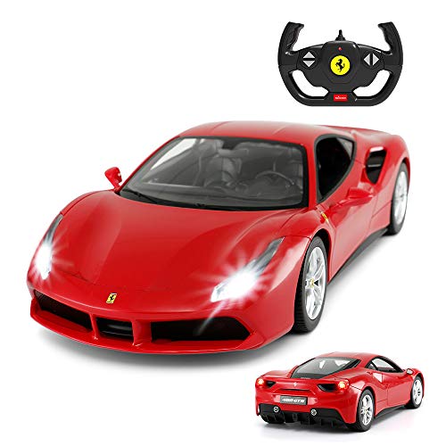 ferrari 488 gtb model, rastar 1/14 scale ferrari remote control car for boys 8-12 - red