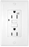GFCI Outlet Receptacle, 15 Amp, 1 Single, Tamper Resistant & Weather Resistant, 2 LED Power Indicators, 120/125V, UL2015, Ground Fault Circuit Interruptor, GFI, White, Duplex