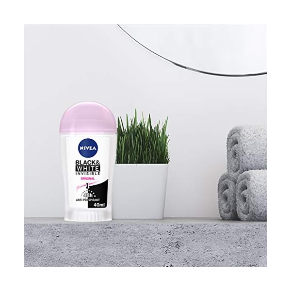 NIVEA Black & White Invisible Original Anti-Perspirant Deodorant Stick Pack of 6 (6 x 40ml), 48hr Deodorant for Women…