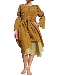 raanpahmuang marca Medieval Servir Wench algodón Renacimiento vestido