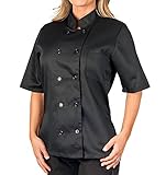Womens Black Classic Short Sleeve Chef Coat