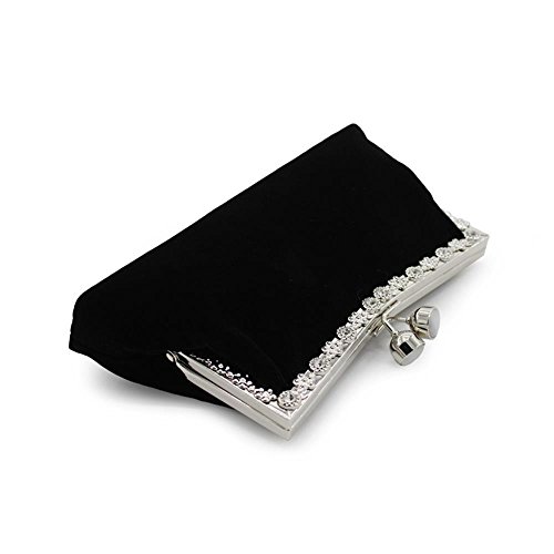 Kingluck Velvet With Rhinestone Wedding/Special Occasion Clutches/Evening Handbags(More Colors) (red) … (black) - Thumbnail 4