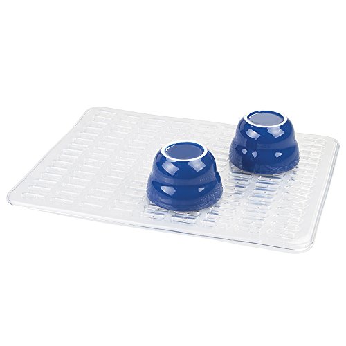 mDesign Kitchen Sink Protector Mat - Large, Clear