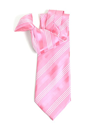 Triple Striped Casual Clip on Tie (Pink)