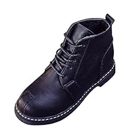 AIMTOPPY Woman Ankle Boots Lace-Up Low Heels Autumn Boot Four Seasons Shoes (US:6.5, Black)