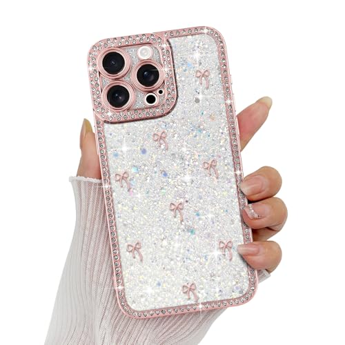 Wirvyuer Glitter Back with Bows Case for iPhone 16 Pro, Pink at Amazon