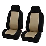 FH GROUP FH-FB102102 Classic Bucket Cloth Car Seat Covers Beige / Black color - Fit Most Car, Truck, Suv, or Van