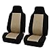 FH GROUP FH-FB102102 Classic Bucket Cloth Car Seat Covers Beige / Black color - Fit Most Car, Truck, Suv, or Van