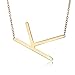 Women's Classic Stainless Steel Big Letter Necklace Initial Chain Script Pendant Name Necklace Sideways Large Initial Necklace for Women Gift(Gold Letters A-Z Available) (Gold Y) (Gold K)
