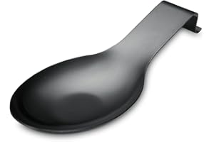 HOMQUEN Matte Black Spoon Rest, Stainless Steel Spoon Holder for Stove Top, kitchen utensils Holder for Ladles, Tongs, Spatula, Stove Spoon Holder, Pot Lid Holder, Dishwasher Safe (1PC-9.5 Inch)