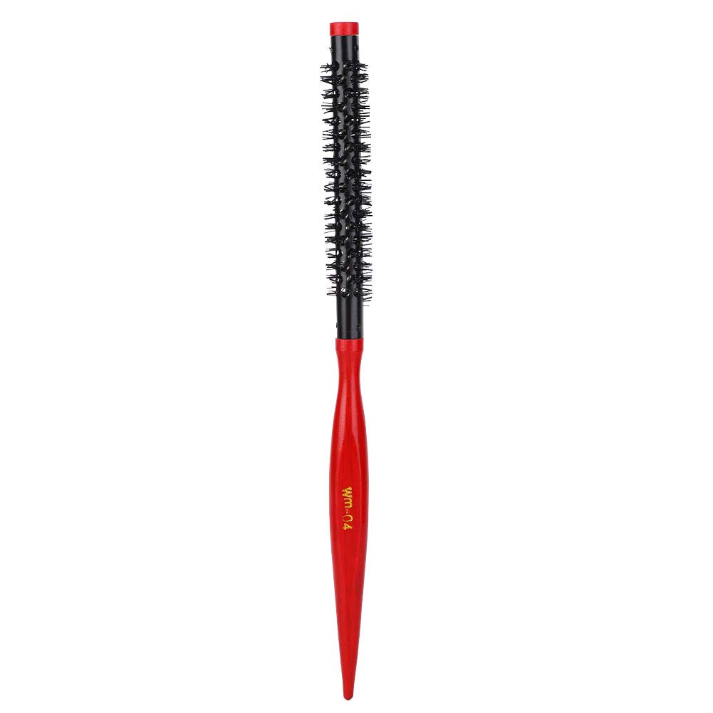 Nylon Bristles Round Hair Hairbrush, Mini Aluminum Tube Hair Styling Brush Roll Hair Brush Pointed Tip Handle for Dry Wet Thick Thin Long Short Curly Natural Hair(4#)