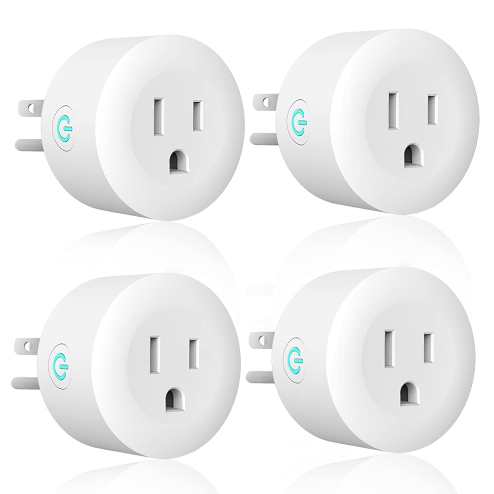 Luntak Mini Smart Plugs That Work with Alexa Google Home 2.4 GHz Network Wireless WiFi Outlet No Hub Required, APP Remote Control Smart Socket with Timer and Group Control 10A Max. 4 Pack