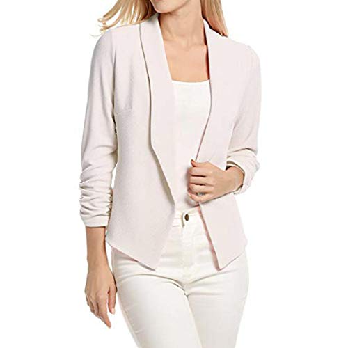 Pervobs Coat&Jacket, Clearance! Women Elegant 3/4 Sleeve Blazer Open Front Short Cardigan Suit Jacket Work Office Coat (L, White)
