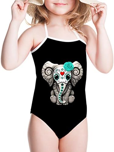 Baby Girl Toddler Kid Sugar Skull Skirt Bikini Swimsuit Swimwear (Lovely Calf Elephant Princess, 7-8T)