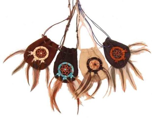 Kunsthandwerk Asien 1 medicine bag with dream catcher, perfekt for kids, 7,5 CM x 6 CM