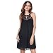 vanberfia Women's Sleeveless Lace Patchwork Loose Casual Mini Chiffon Dress (S, 6331)
