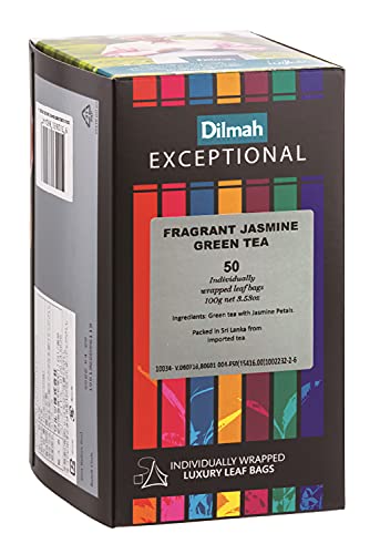 Dilmah Exceptional Tè Verde Profumato con Fiori di Gelsomino Made in Sri Lanka - 1 x 50 Bustine di Tè (100 Gram)