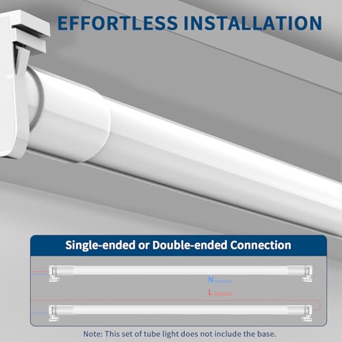 JESLED T8 LED Tube Lights 4FT, 14W 2450LM 6500K, Single or Double End Powered, Plug and Play or Ballast Bypass, Type A+B 4 Foot T10 T12 Fluorescent Bulbs Replacement, Frosted, 10-Pack