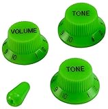 GUITAR VOLUME & TONE KNOB SET W/SWITCH TIP FOR FENDER STRAT VAI (GREEN) NEW
