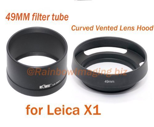 Rainbowimaging ATX2 49mm Filter Tube Adapter with 49mm Vented Curved Metal Hood for Leica X1 and X2