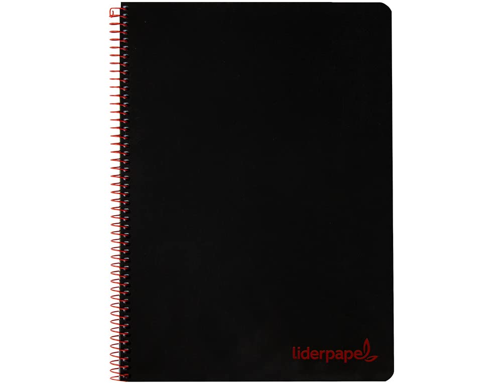 Spiral Notebook Liderpapel A5 Micro Wonder Plastic Cover 120h 90g Square 5mm 5 Bands 6 Drills Black