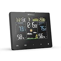 Wittime Updated Version 2077 Home Weather Station, Indoor Outdoor Thermometer with Wireless Sensor, Humidity Monitor, Moon Phase Clock, Weather Forecast, Pressure and Trend