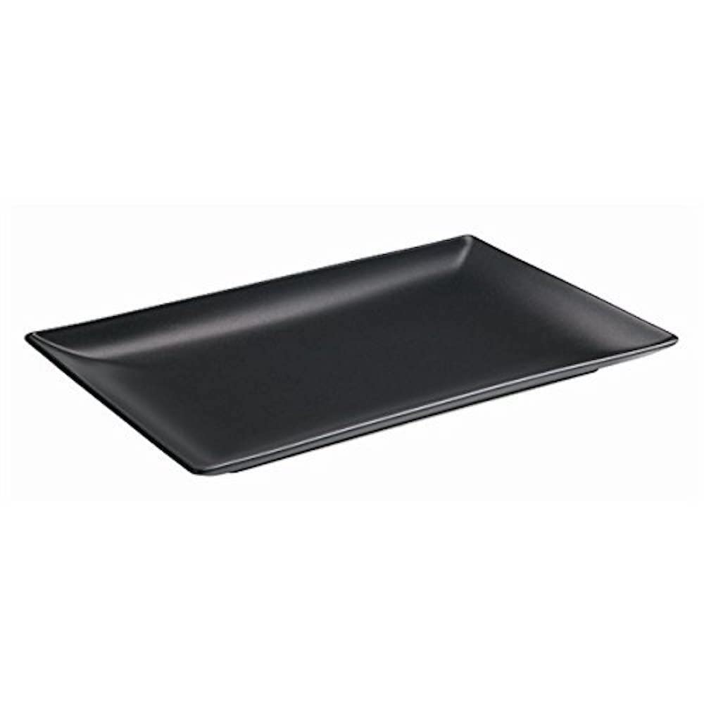 Genware NEV-B2883 Luna Rectangular Coupe Plate, Stoneware, 30 cm x 20 cm, Black (Pack of 6)