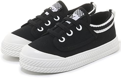 Petit Bari Kid's Double Lace up Lo-Top Casual Canvas shoes Black 31 M EU / 13-13.5 M US Little Kid