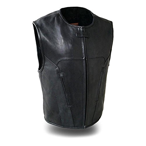 First Manufacturing mens Raceway Leather Vest(Black,Small),1 Pack
