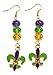 ToyBurg Fleur De Lis Mardi Gras Gold-Toned Dangle Earrings 2