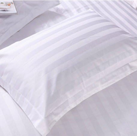 Rims Iconic Satin Stripe White Pillow Cases Standard Size Set of 2, 100% Cotton Pillow Covers Pack of 2