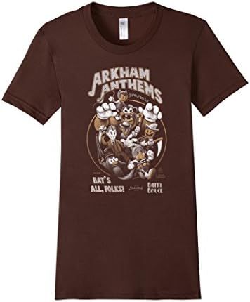 Women's "Bat's All, Folks!" vintage cartoon / superhero mashup shirt Large Brown