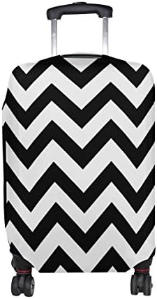 LAVOVO Black White Chevron Zigzag Print Travel Luggage Cover Spandex Suitcase Cover Protector Baggage Fits 23" to 26" Luggage