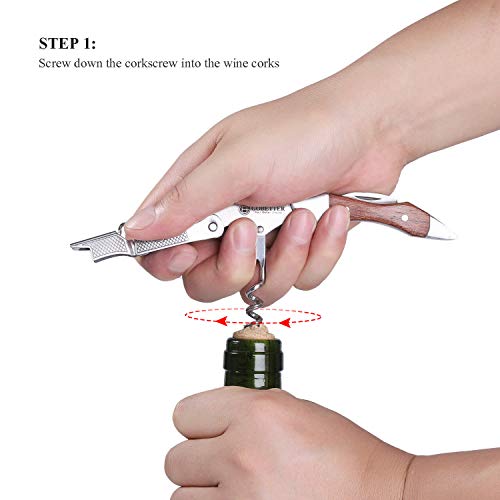 GoBetter Wine Opener with 2 Separate Wine Foil Cutters (Black & Red), Professional Waiter's Corkscrew, Beer and Soda Bottle Opener Functional Gift for Wine Lovers (Natural Rosewood)