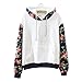 Cute Hoodies Sweater Pullover Warm Fleece Lined Flowers Sleeve White Large