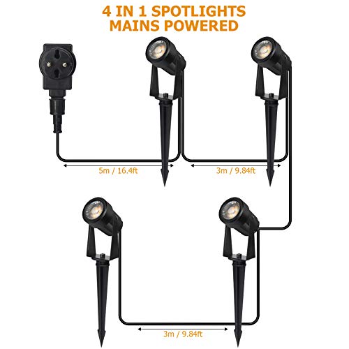 Garden Spike Lights,Totofac 12V 12W Pathway Lights 4-Pack COB LED Garden Spotlights，Ip65 Waterproof Outdoor Landscape Spotlights with Spike Stand for Garden, Yard, Lawn(Warm White）