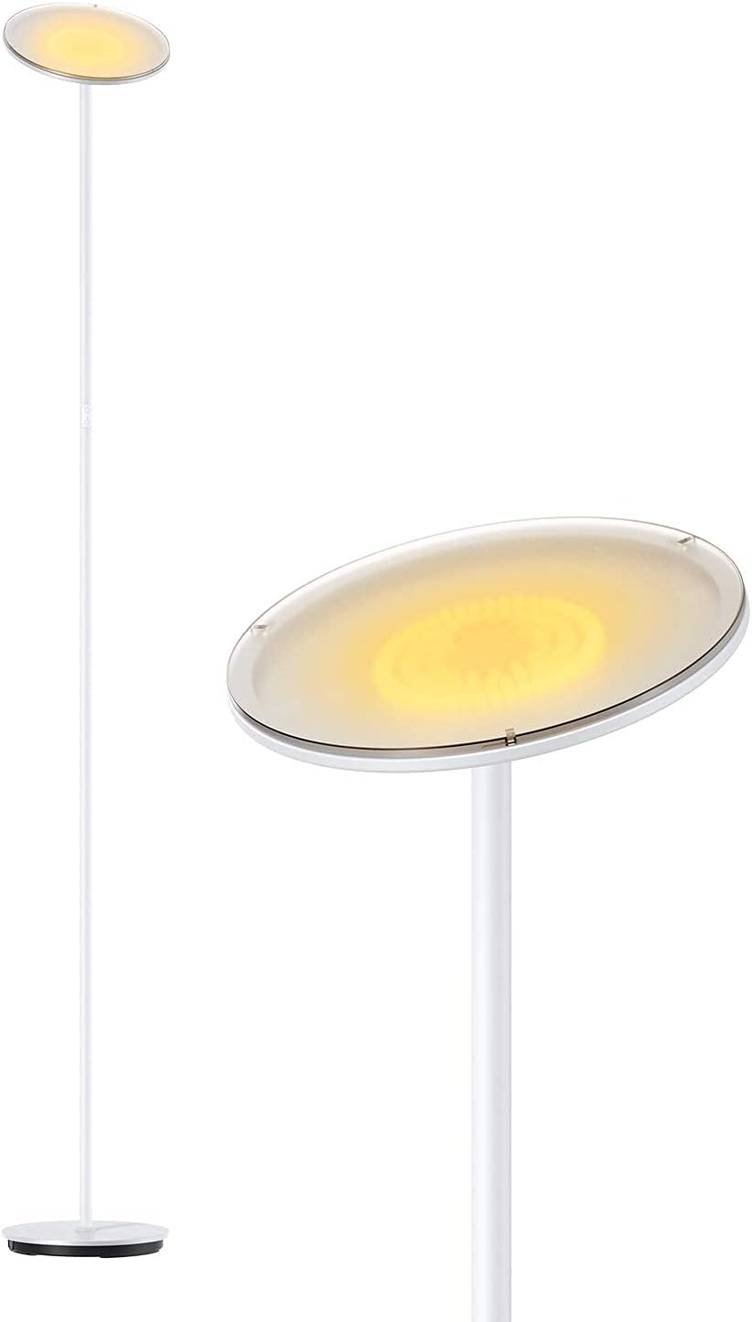 Floor Lamp, LED Uplighter Floor Light 5 Brightness Levels, Gladle Dimmable Tall Standing Modern Pole Light, 3000K Warm White Light for Living Rooms, 50000 Hours Lifespan, 2200 High Lumens