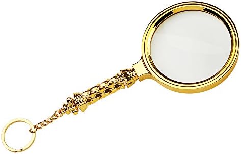 Copper - plated 80mm handheld 5X magnifying glass handle high magnification lens removable and Perfect Viewing Small New -Gold