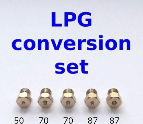 LPG Conversion Kit Jets/Nozzles 5 pack 1 x 50, 2 x70, 2 x 87 Thread M6 x 0.75