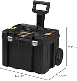 DEWALT TSTAK Mobile Storage Tub Wheels Telescopic Handle Yellow Black view 4